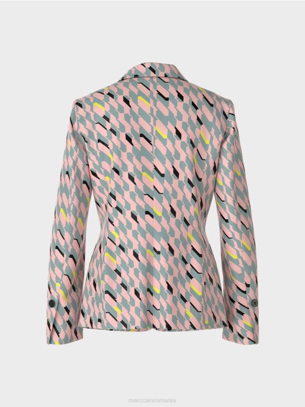 blazer de design grafic Marc Cain albastru închis la cer îmbrăcăminte 4826HH170