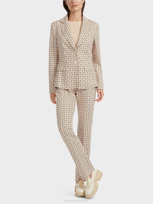 blazer de design grafic Marc Cain crema inchisa îmbrăcăminte 4826HH161