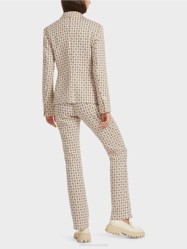 blazer de design grafic Marc Cain crema inchisa îmbrăcăminte 4826HH161