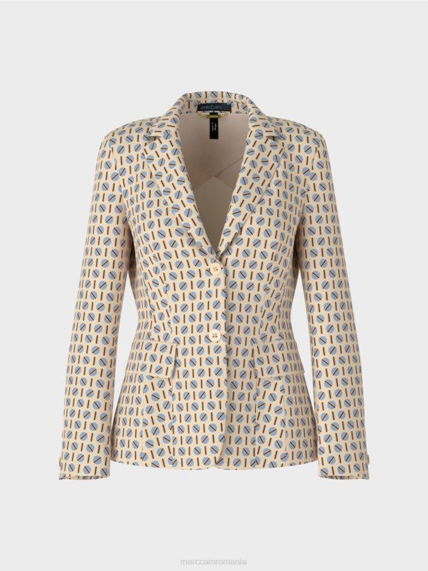 blazer de design grafic Marc Cain crema inchisa îmbrăcăminte 4826HH161