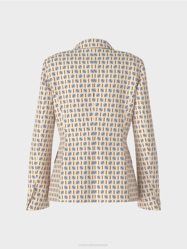 blazer de design grafic Marc Cain crema inchisa îmbrăcăminte 4826HH161
