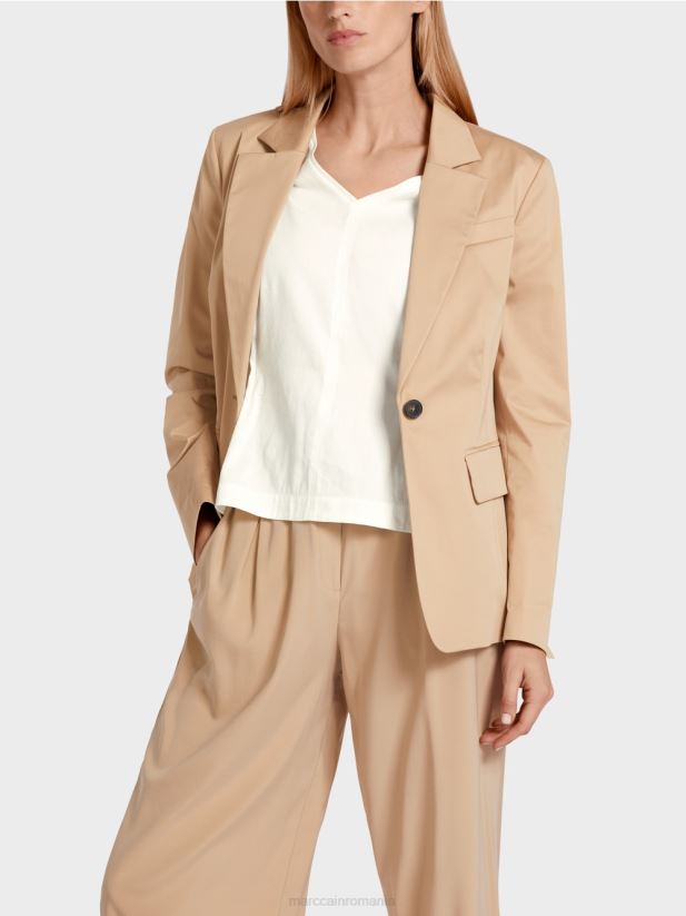 blazer din bumbac căptușit Marc Cain nisip adânc îmbrăcăminte 4826HH191