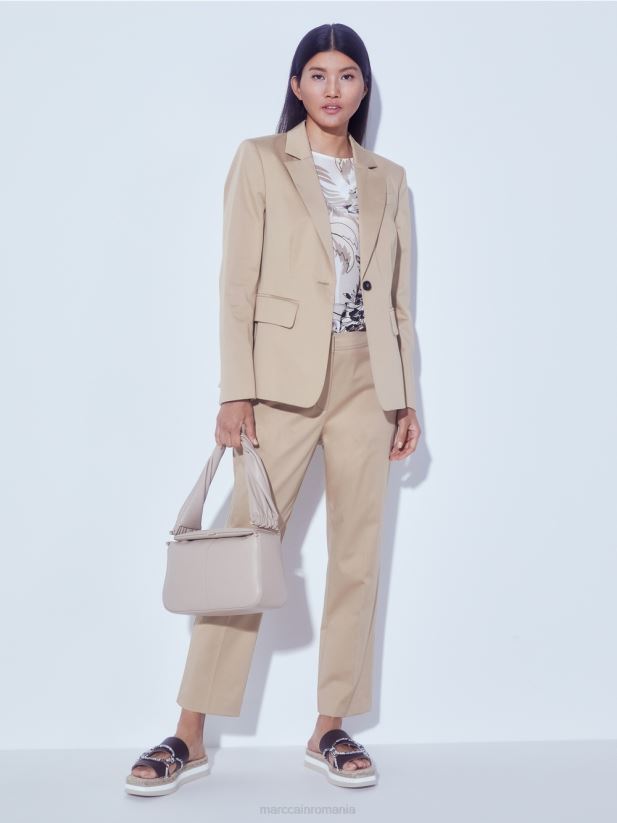 blazer din bumbac căptușit Marc Cain nisip adânc îmbrăcăminte 4826HH191