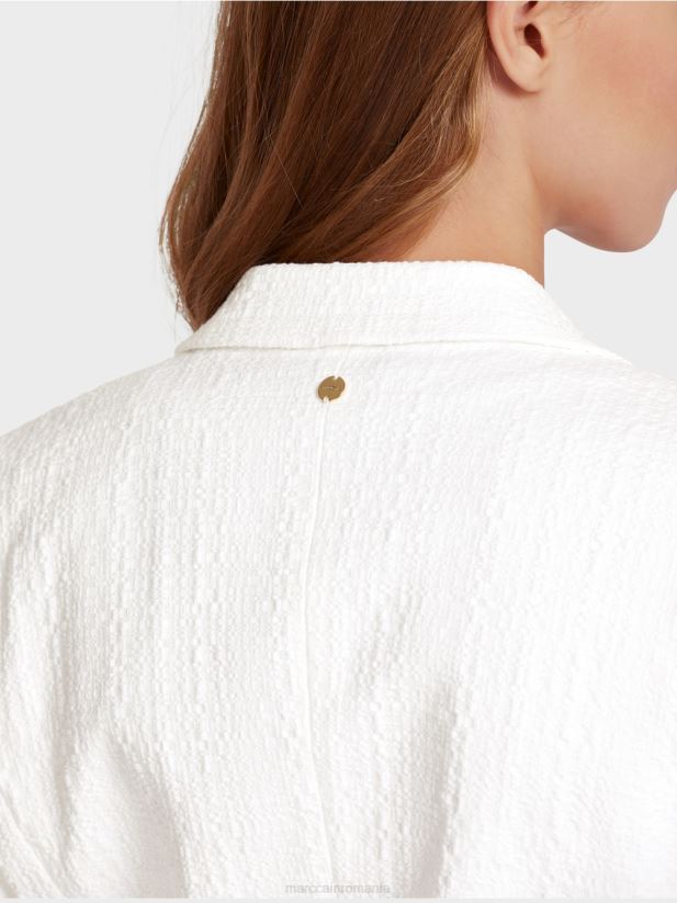blazer din bumbac cu franjuri Marc Cain aproape alb îmbrăcăminte 4826HH180