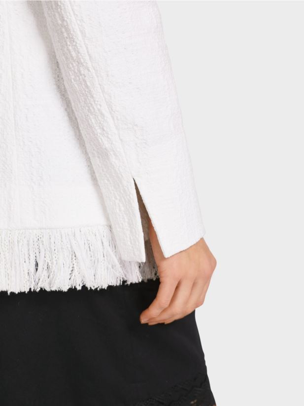 blazer din bumbac cu franjuri Marc Cain aproape alb îmbrăcăminte 4826HH180
