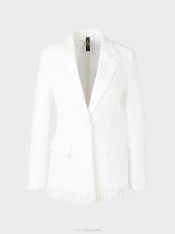 blazer din bumbac cu franjuri Marc Cain aproape alb îmbrăcăminte 4826HH180