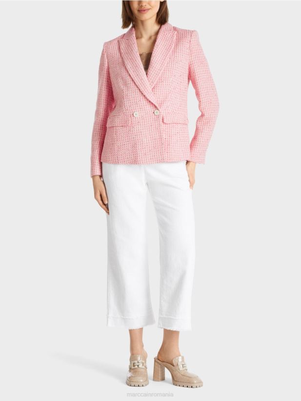 blazer din tweed de bumbac Marc Cain roz moale îmbrăcăminte 4826HH188