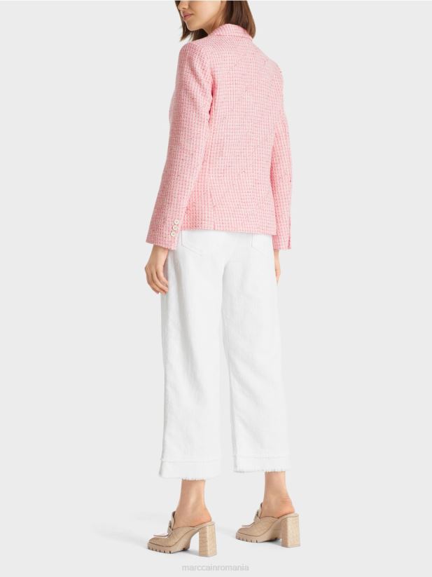 blazer din tweed de bumbac Marc Cain roz moale îmbrăcăminte 4826HH188