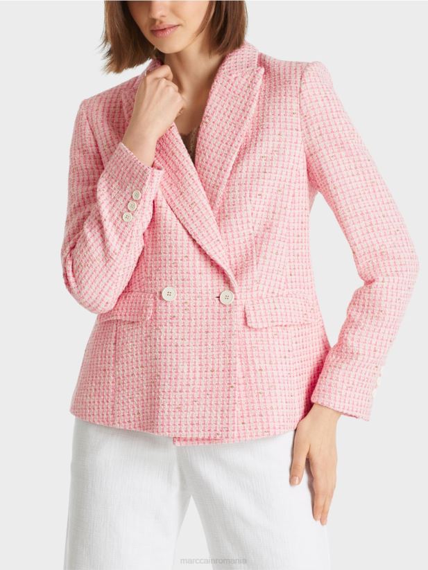 blazer din tweed de bumbac Marc Cain roz moale îmbrăcăminte 4826HH188