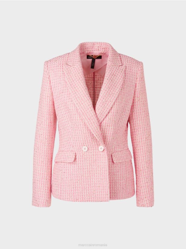 blazer din tweed de bumbac Marc Cain roz moale îmbrăcăminte 4826HH188