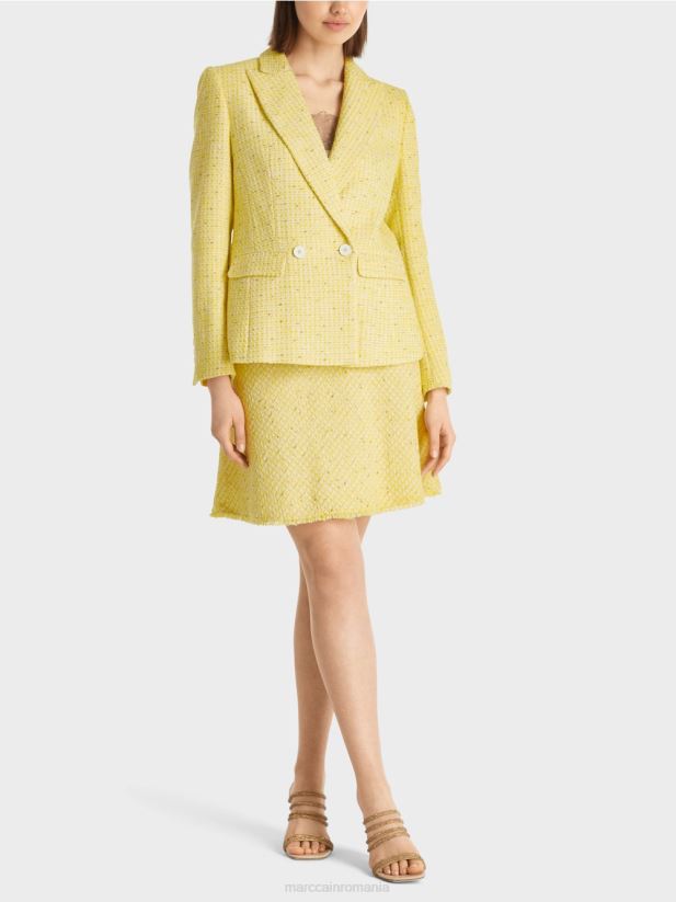 blazer din tweed de bumbac Marc Cain verde lamaie îmbrăcăminte 4826HH186