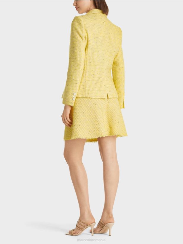 blazer din tweed de bumbac Marc Cain verde lamaie îmbrăcăminte 4826HH186