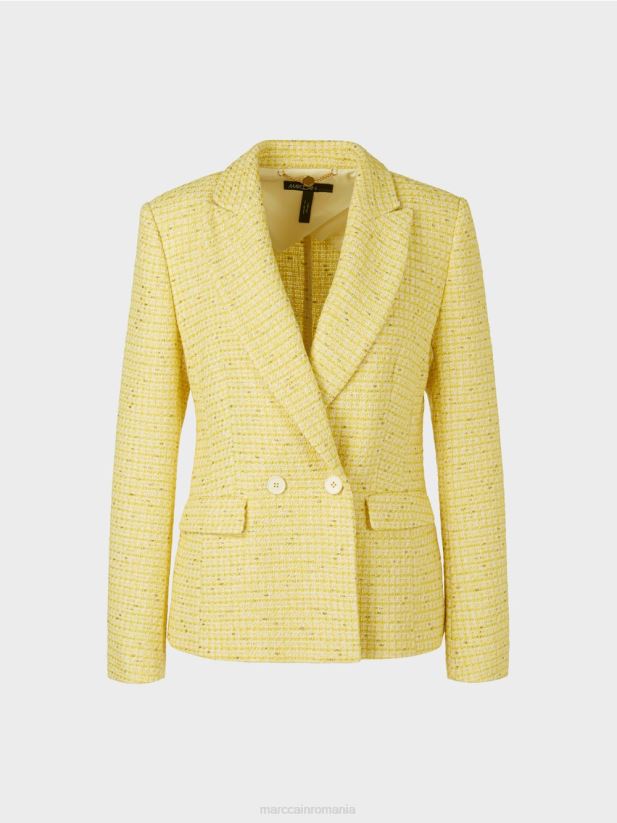 blazer din tweed de bumbac Marc Cain verde lamaie îmbrăcăminte 4826HH186