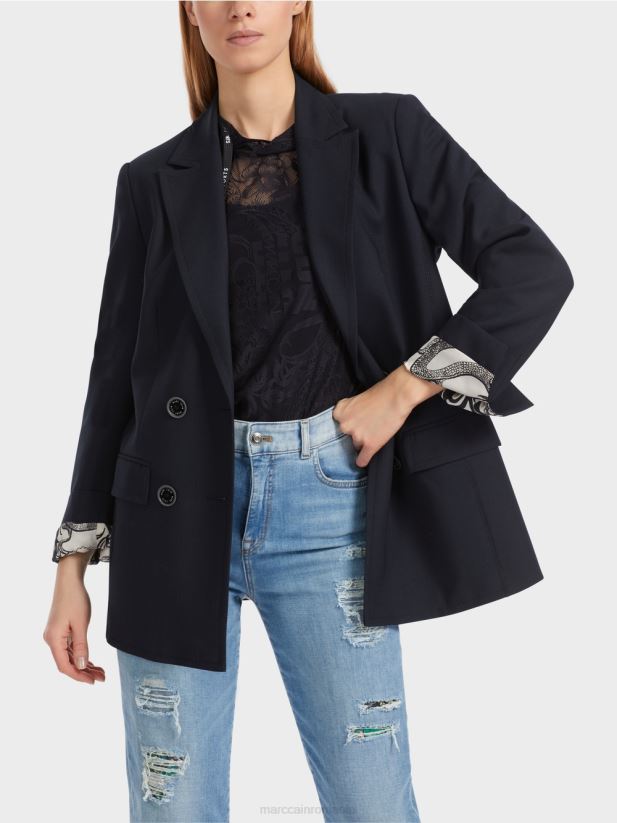 blazer dublu Marc Cain albastru miezul nopții îmbrăcăminte 4826HH148