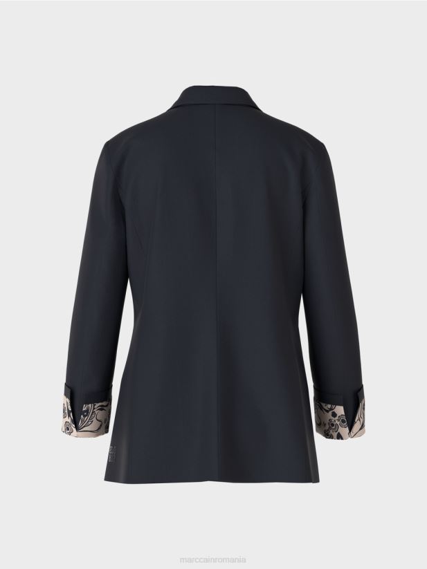 blazer dublu Marc Cain albastru miezul nopții îmbrăcăminte 4826HH148