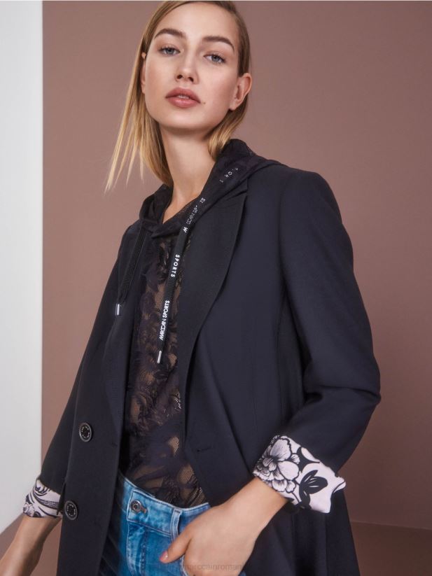 blazer dublu Marc Cain albastru miezul nopții îmbrăcăminte 4826HH148