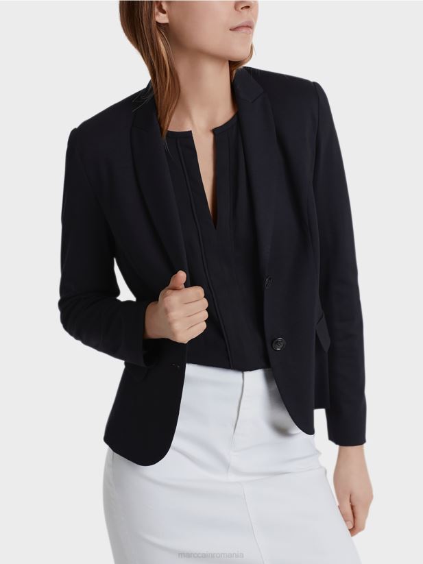 blazer lejer din jerseu fin Marc Cain albastru miezul nopții îmbrăcăminte 4826HH213