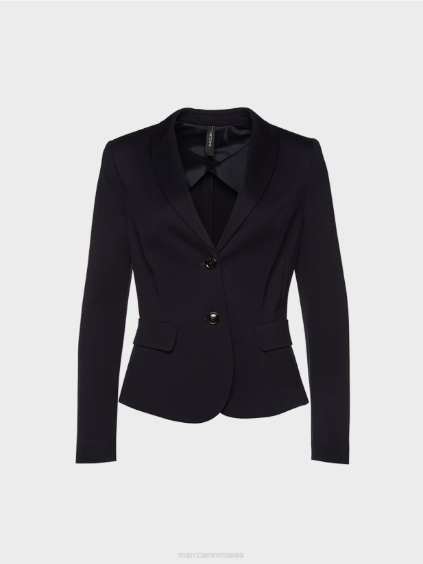 blazer lejer din jerseu fin Marc Cain albastru miezul nopții îmbrăcăminte 4826HH213