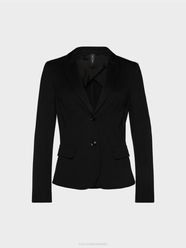 blazer lejer din jerseu fin Marc Cain negru îmbrăcăminte 4826HH214