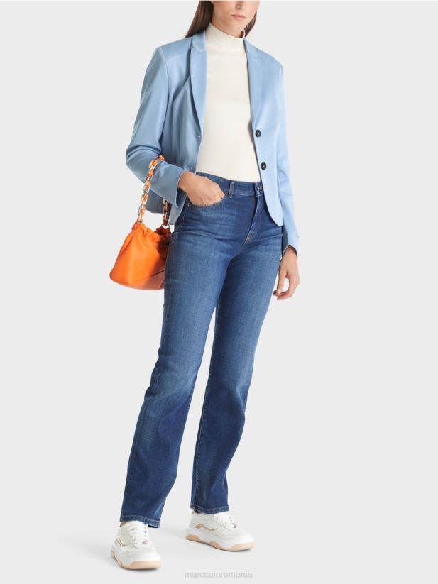 blazer montat cu rever îngust Marc Cain cer întunecat de vară îmbrăcăminte 4826HH174