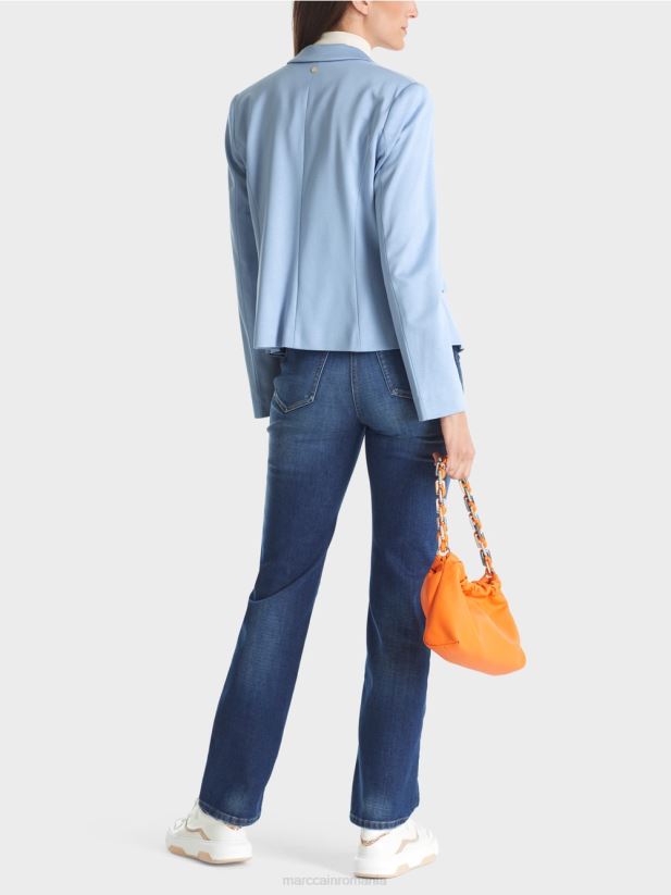 blazer montat cu rever îngust Marc Cain cer întunecat de vară îmbrăcăminte 4826HH174