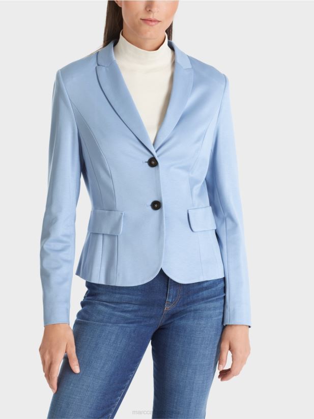 blazer montat cu rever îngust Marc Cain cer întunecat de vară îmbrăcăminte 4826HH174