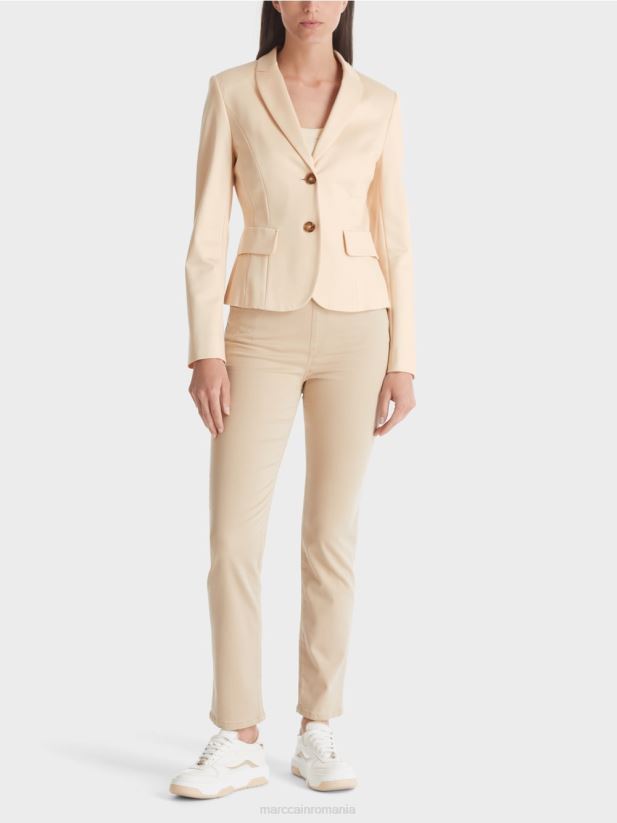 blazer montat cu rever îngust Marc Cain crema inchisa îmbrăcăminte 4826HH176