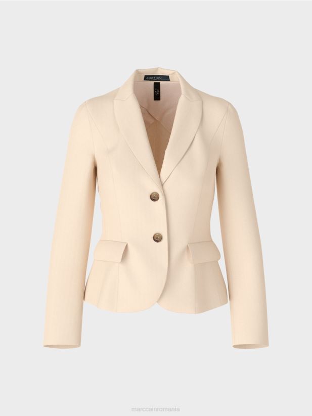 blazer montat cu rever îngust Marc Cain crema inchisa îmbrăcăminte 4826HH176
