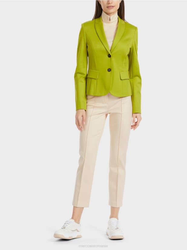 blazer montat cu rever îngust Marc Cain verde măsliniu strălucitor îmbrăcăminte 4826HH175
