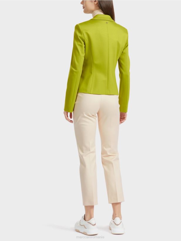 blazer montat cu rever îngust Marc Cain verde măsliniu strălucitor îmbrăcăminte 4826HH175
