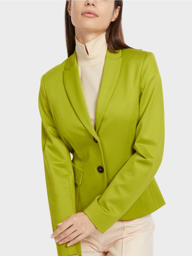 blazer montat cu rever îngust Marc Cain verde măsliniu strălucitor îmbrăcăminte 4826HH175
