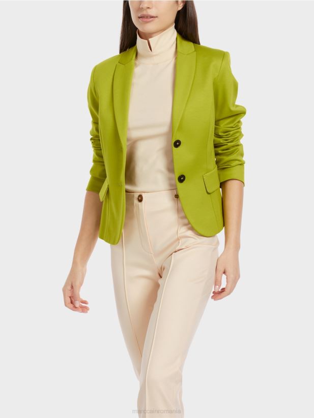 blazer montat cu rever îngust Marc Cain verde măsliniu strălucitor îmbrăcăminte 4826HH175