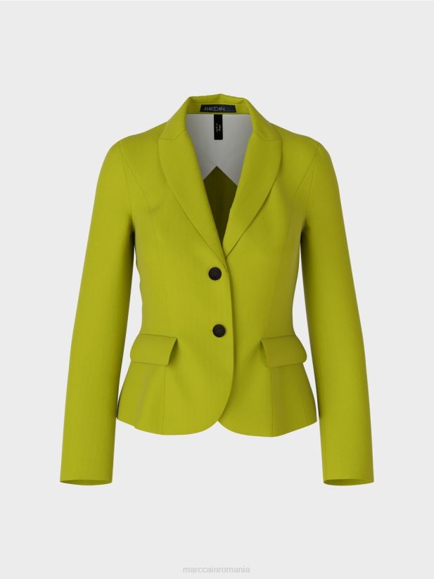 blazer montat cu rever îngust Marc Cain verde măsliniu strălucitor îmbrăcăminte 4826HH175