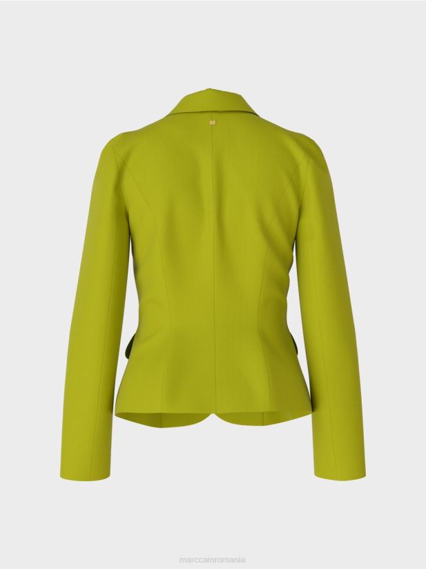 blazer montat cu rever îngust Marc Cain verde măsliniu strălucitor îmbrăcăminte 4826HH175