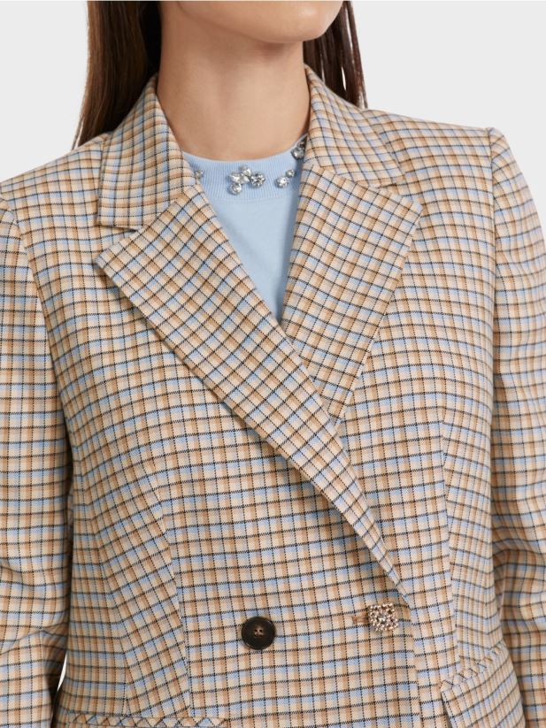 blazer în carouri Marc Cain cer întunecat de vară îmbrăcăminte 4826HH164