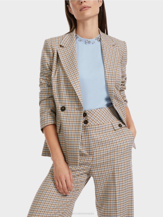 blazer în carouri Marc Cain cer întunecat de vară îmbrăcăminte 4826HH164