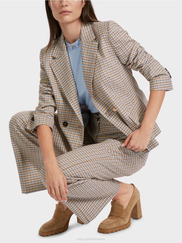 blazer în carouri Marc Cain cer întunecat de vară îmbrăcăminte 4826HH164