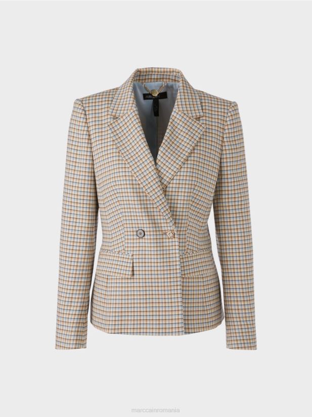 blazer în carouri Marc Cain cer întunecat de vară îmbrăcăminte 4826HH164