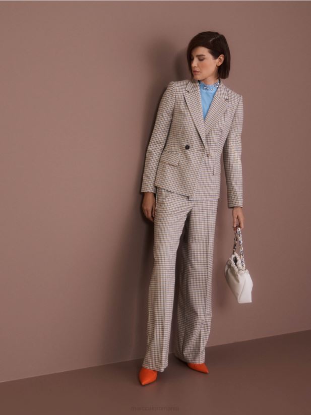 blazer în carouri Marc Cain cer întunecat de vară îmbrăcăminte 4826HH164