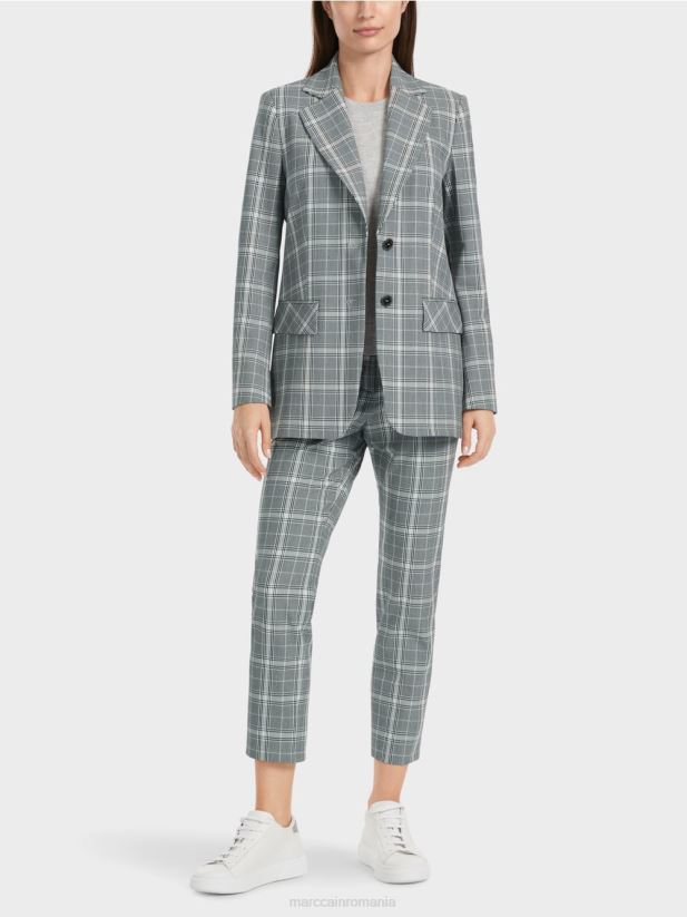 blazer în carouri cu buzunare cu clapă Marc Cain gri argintiu îmbrăcăminte 4826HH167