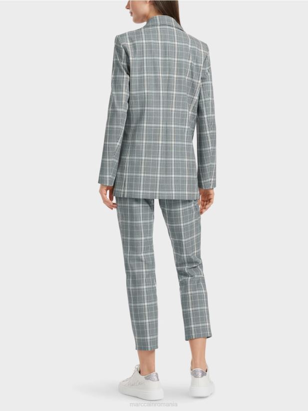 blazer în carouri cu buzunare cu clapă Marc Cain gri argintiu îmbrăcăminte 4826HH167