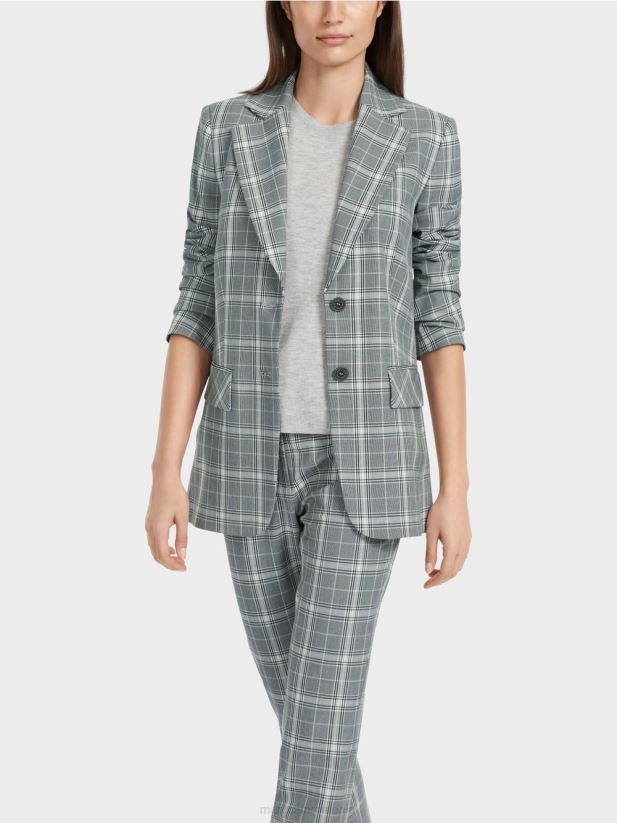 blazer în carouri cu buzunare cu clapă Marc Cain gri argintiu îmbrăcăminte 4826HH167