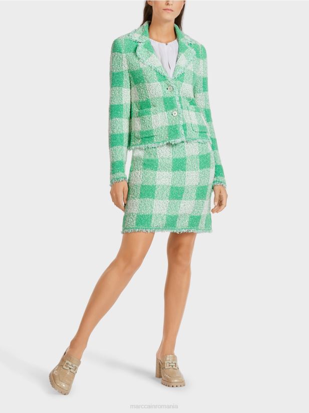 blazer vichy cu carouri "tricotat in germania" Marc Cain jad strălucitor îmbrăcăminte 4826HH195