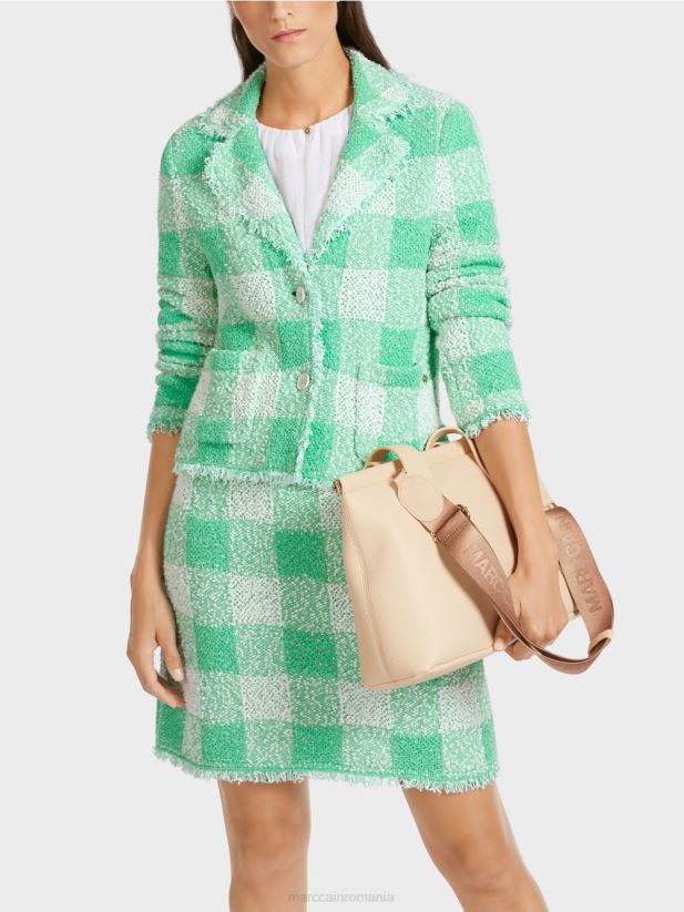 blazer vichy cu carouri \"tricotat in germania\" Marc Cain jad strălucitor îmbrăcăminte 4826HH195