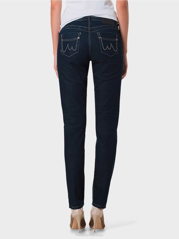 blugi cu cusături viu colorate Marc Cain denim albastru închis îmbrăcăminte 4826HH834