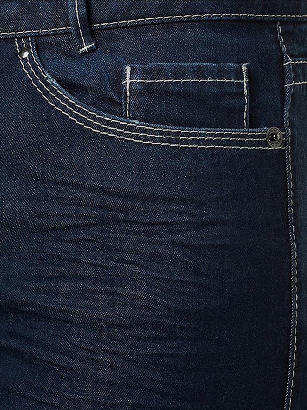 blugi cu cusături viu colorate Marc Cain denim albastru închis îmbrăcăminte 4826HH834