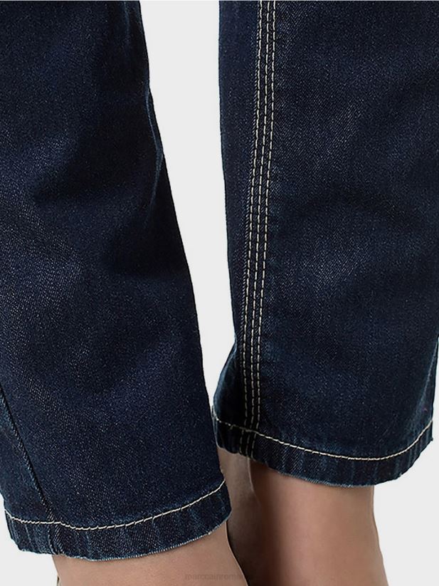 blugi cu cusături viu colorate Marc Cain denim albastru închis îmbrăcăminte 4826HH834