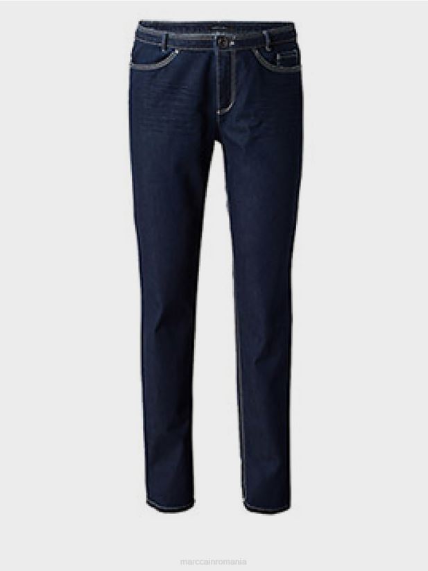 blugi cu cusături viu colorate Marc Cain denim albastru închis îmbrăcăminte 4826HH834