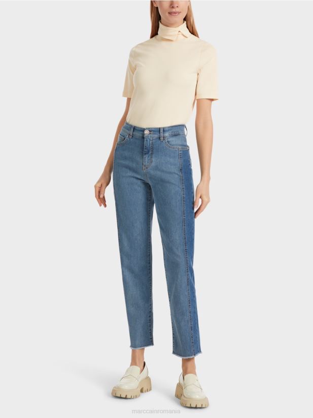 blugi fyli cu design patchwork Marc Cain albastru vintage îmbrăcăminte 4826HH754