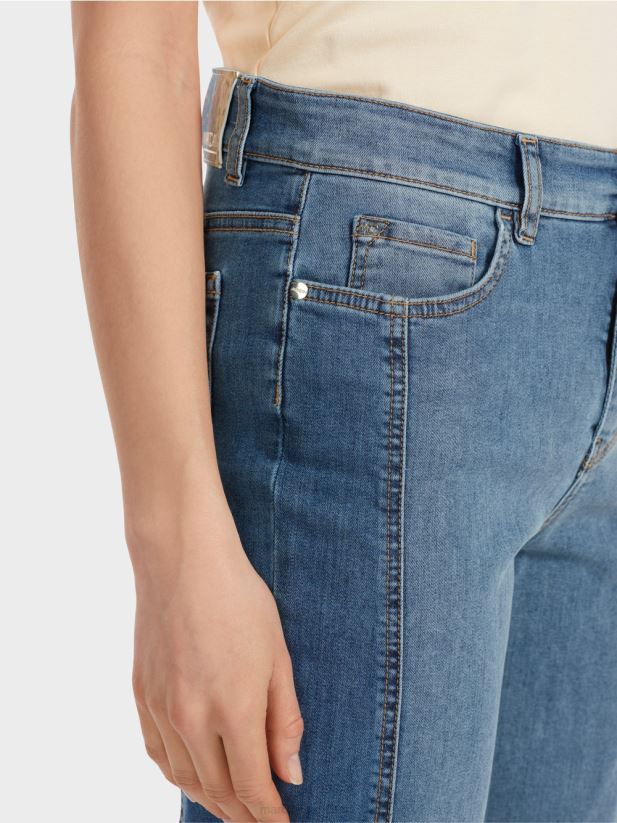 blugi fyli cu design patchwork Marc Cain albastru vintage îmbrăcăminte 4826HH754